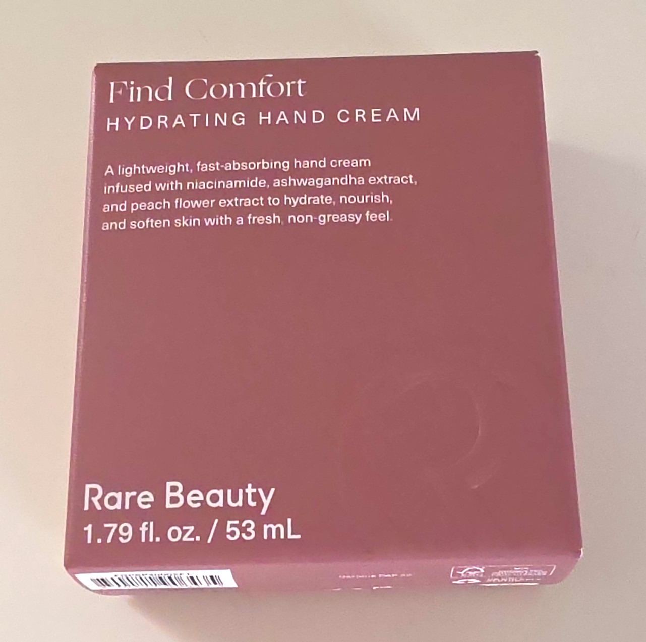 Rare Beauty Find Comfort Hydrating Hand Cream Niacinamide 1.79 fl oz/53 mL Rare Beauty Find Comfort Hydrating Hand Cream Niacinamide 1.79 fl oz/53 mL