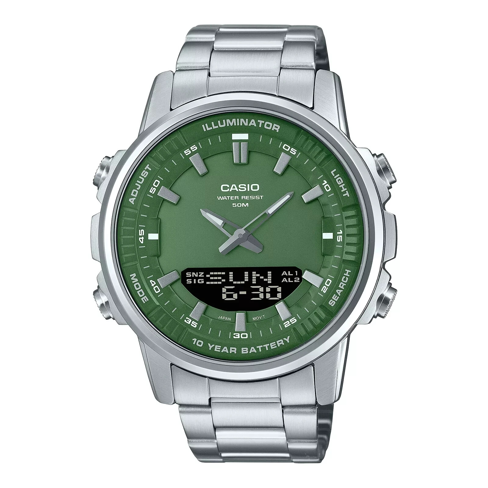 Casio AMW880D-3A Ana-Digi Sporty Design Stainless Steel Band Watch Casio AMW880D-3A Ana-Digi Sporty Design Stainless Steel Band Watch