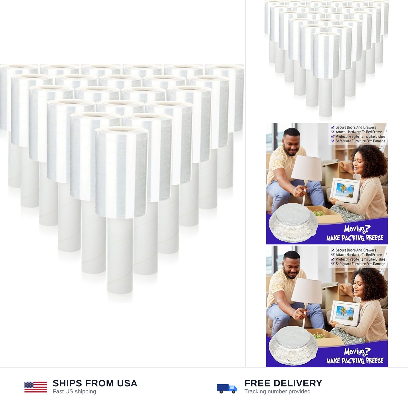 Sherr 20 Pack Mini Hand Shrink Wrap Stretch Film Roll 5 In x 800 Ft, Clear