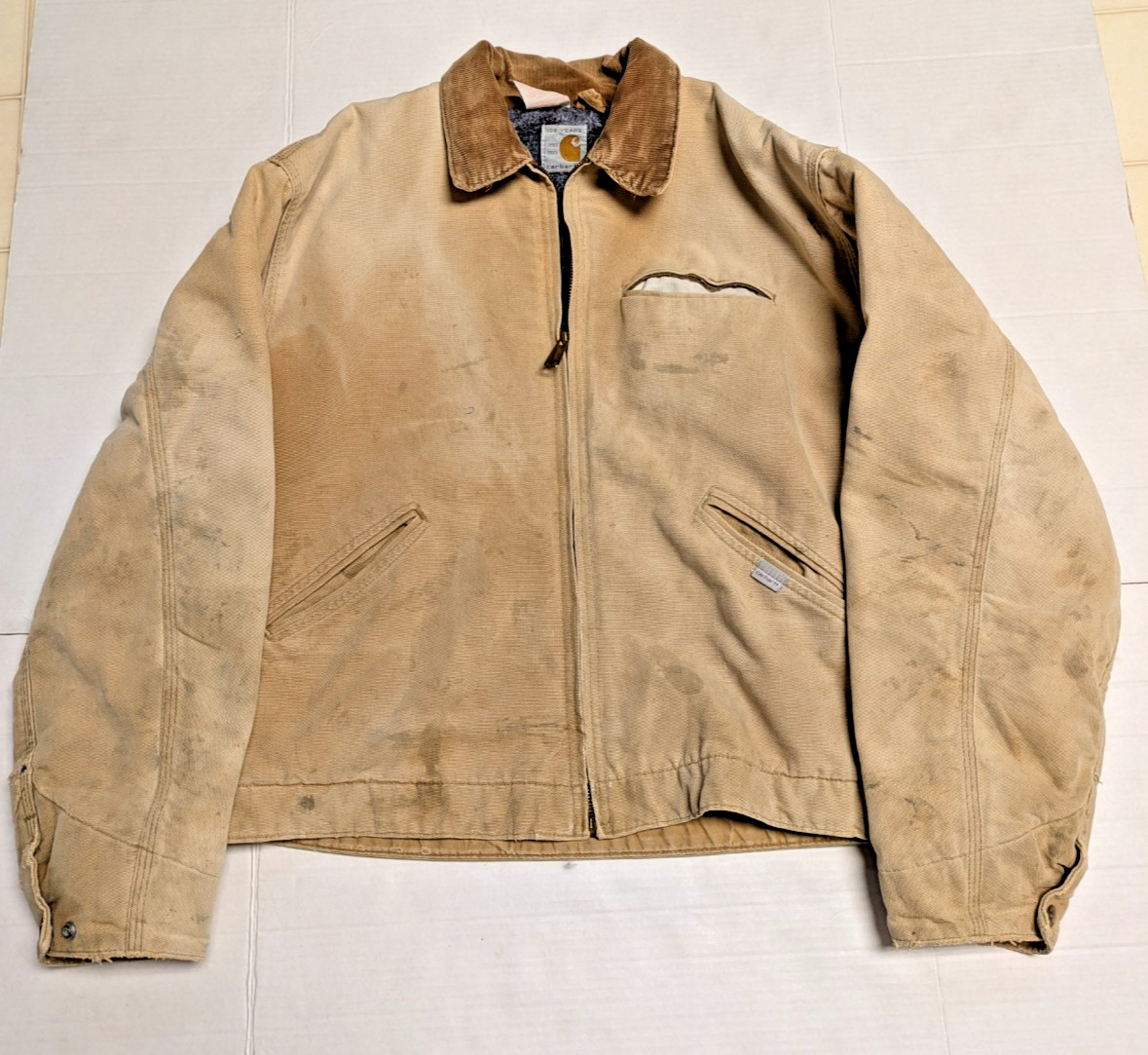 VTG 100 Year Carhartt Blanket Lined Detroit Jacket Distressed Med/Large Damaged VTG 100 Year Carhartt Blanket Lined Detroit Jacket Distressed Med/Large Damaged