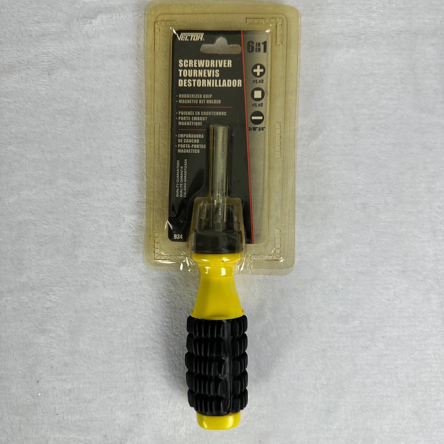 Vector 6-in-1 Screwdriver Rubberized Grip Magnetic Bit Holder