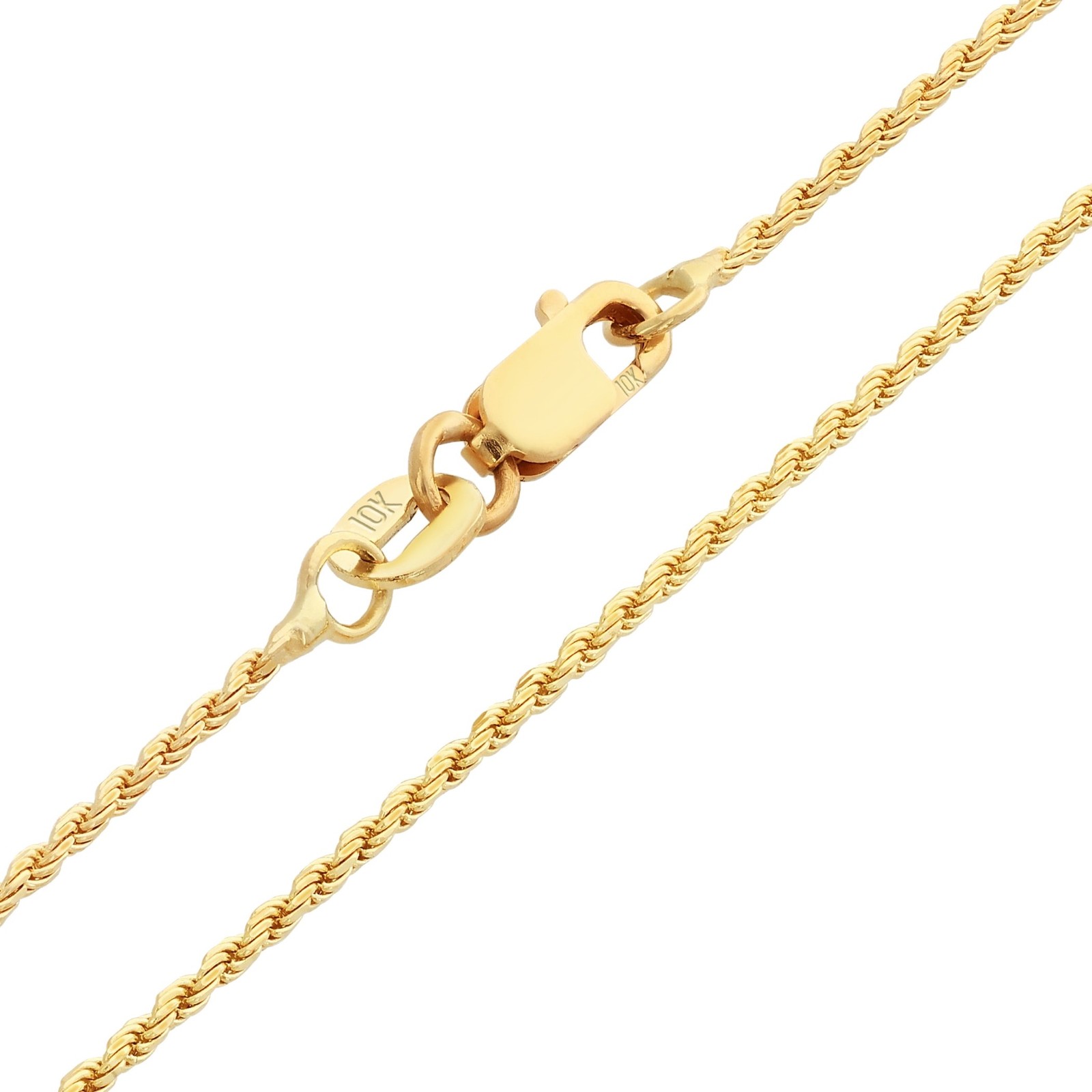 10K Yellow Gold 1mm-10mm Diamond Cut Solid Rope Chain Pendant Necklace 16\
