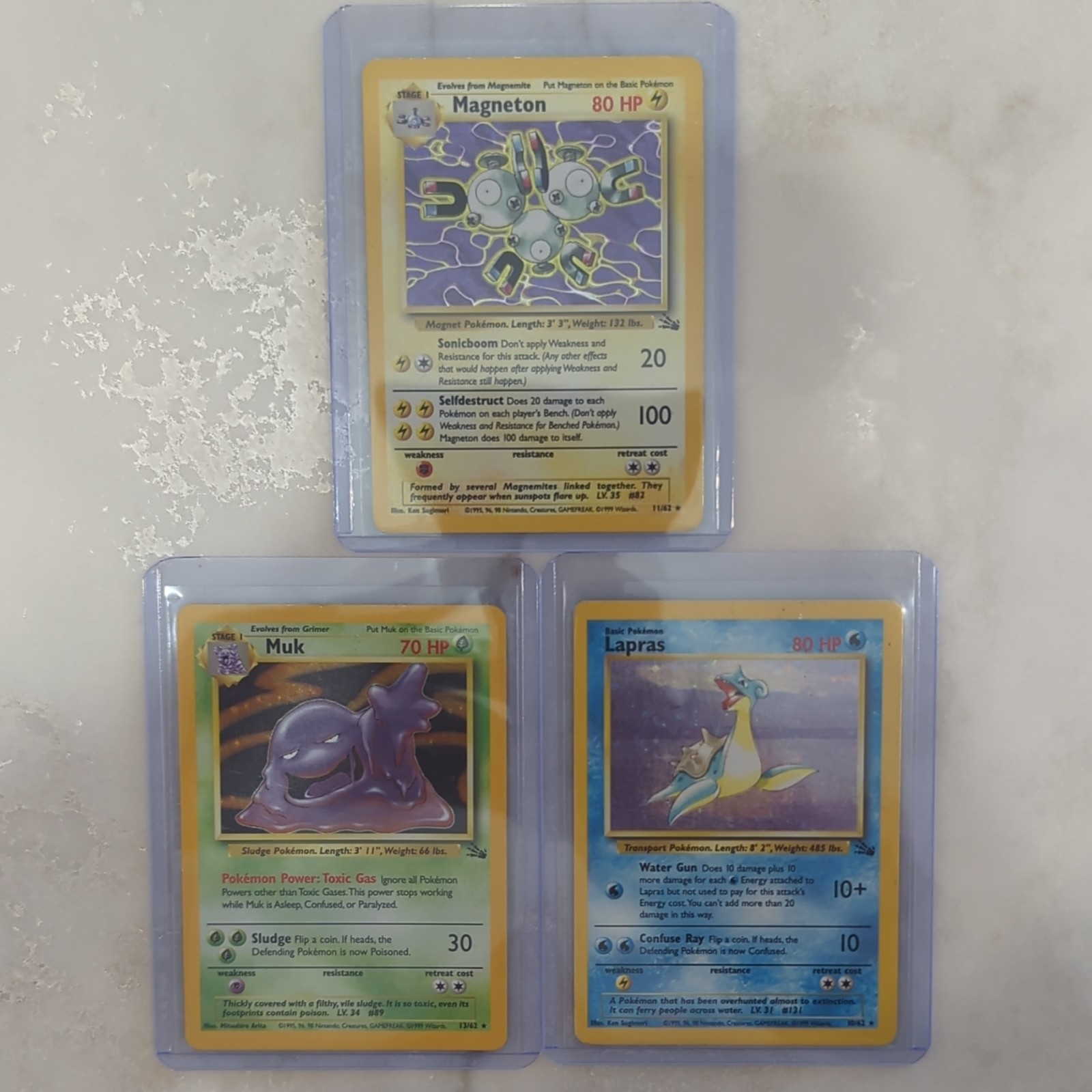 Pokémon TCG Fossil Holo Magneton 11/62, Muk 13/62 & Lapras 10/62 (3 Cards)
