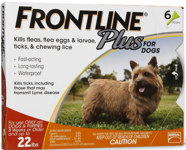 Frontline Plus For Dogs 0-22 Lbs | Orange | 6 doses | Authentic Vet Channel box