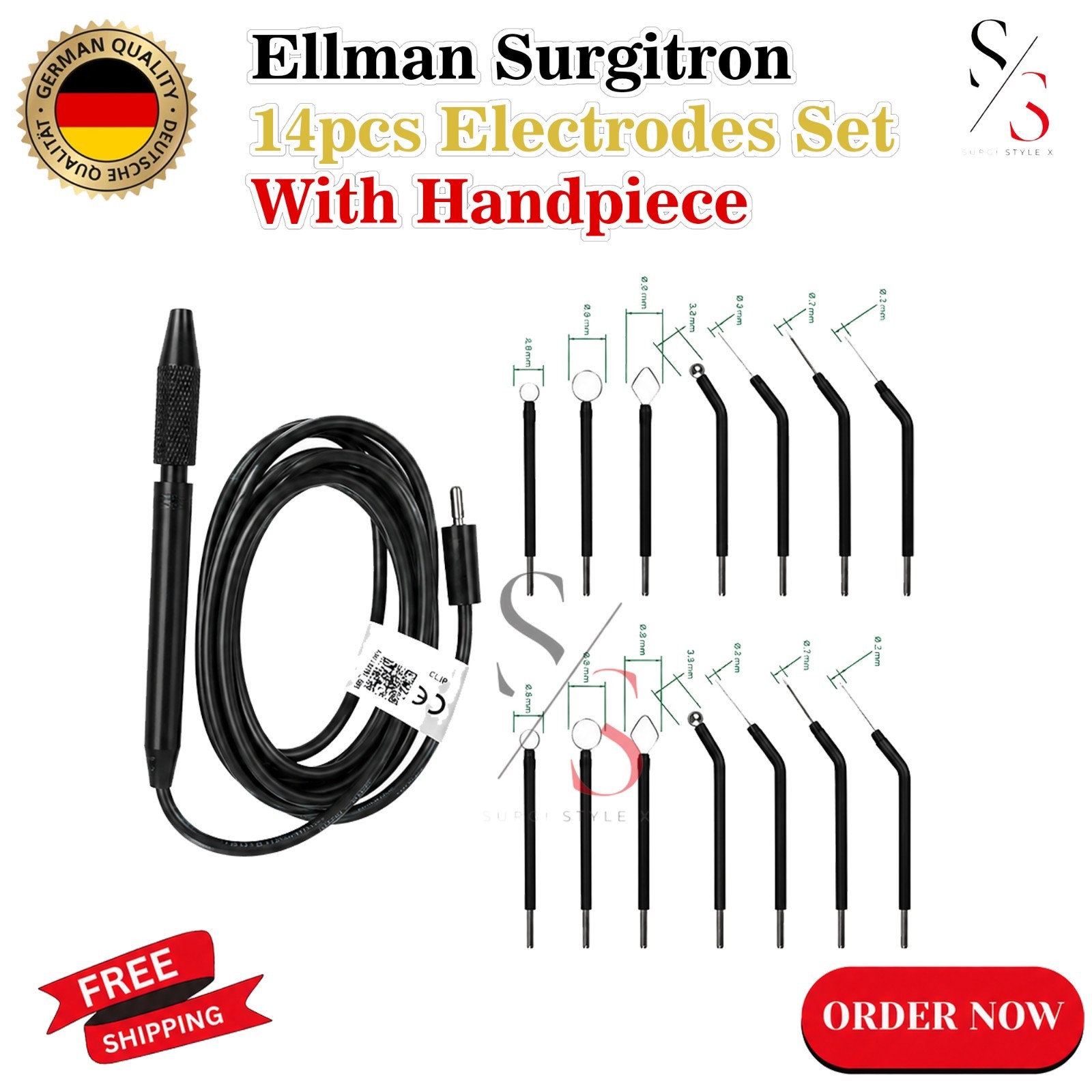 Ellman Surgitron Handpiece and 14 Pcs Dental Electrodes Set Reusable fast ship