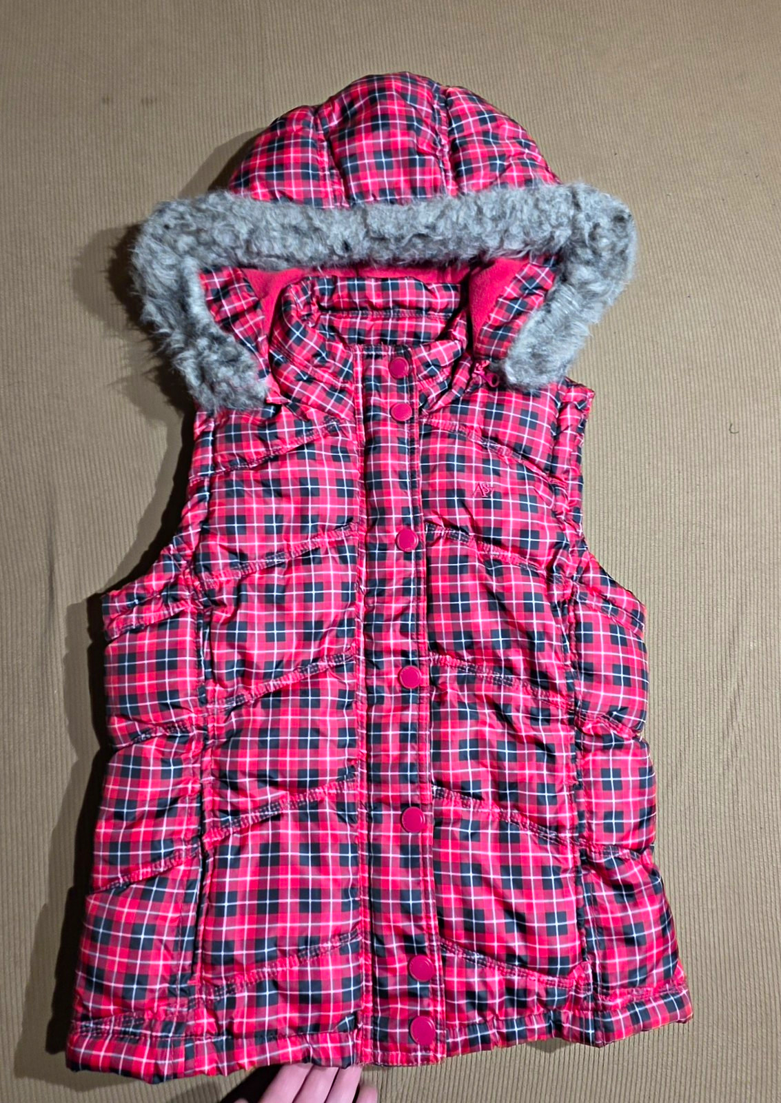 Aéropostale Girls M Pink Plaid Hooded Puffer Vest Full Zip Pockets Aéropostale Girls M Pink Plaid Hooded Puffer Vest Full Zip Pockets