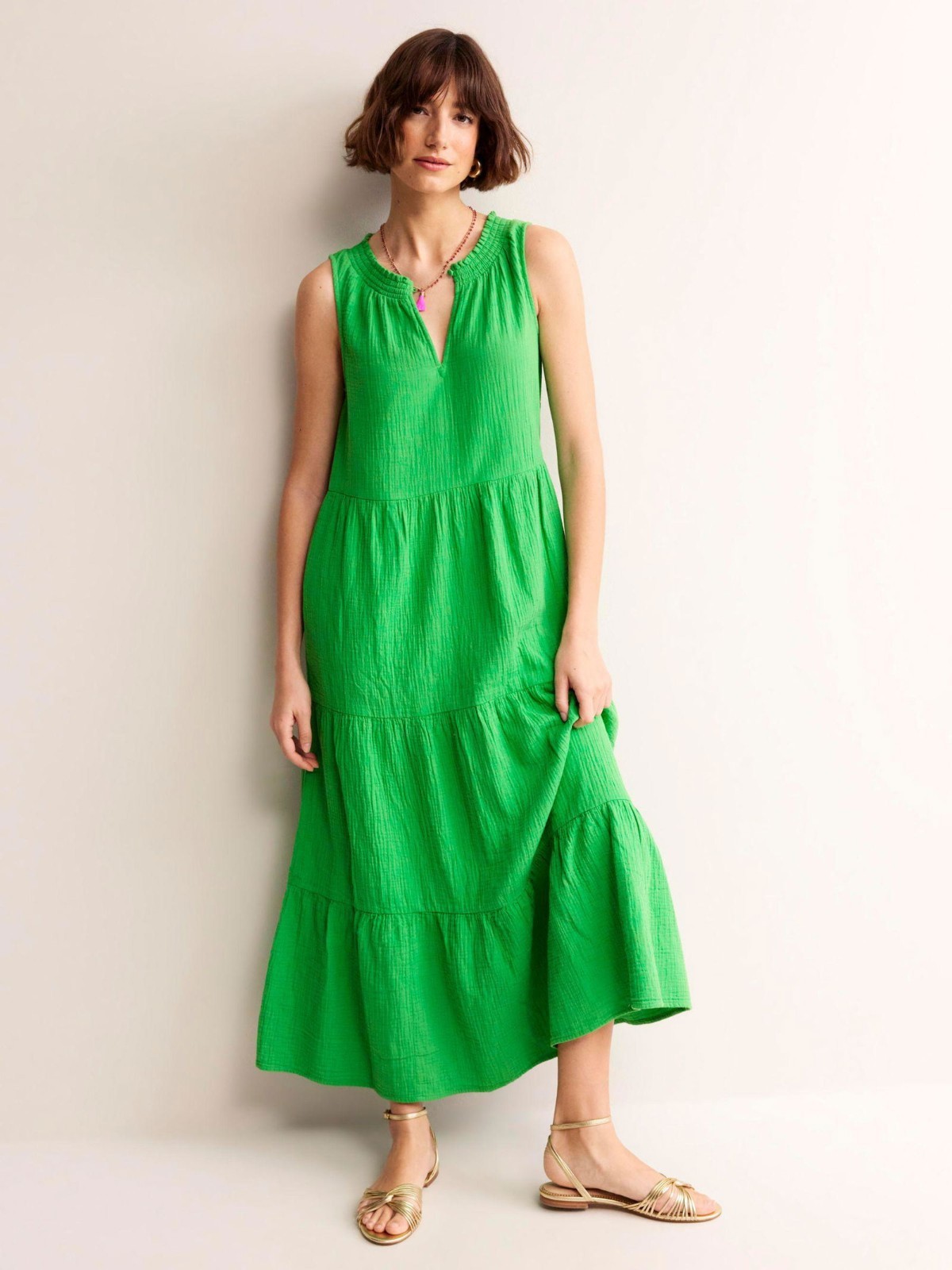 Boden Green Dress Midi Size 8