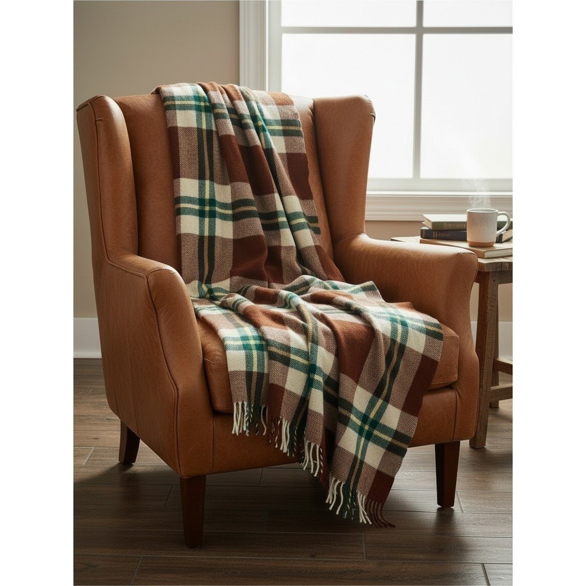 Vintage Troy Robe 100% Virgin Wool Plaid Throw Stadium Blanket Fringed