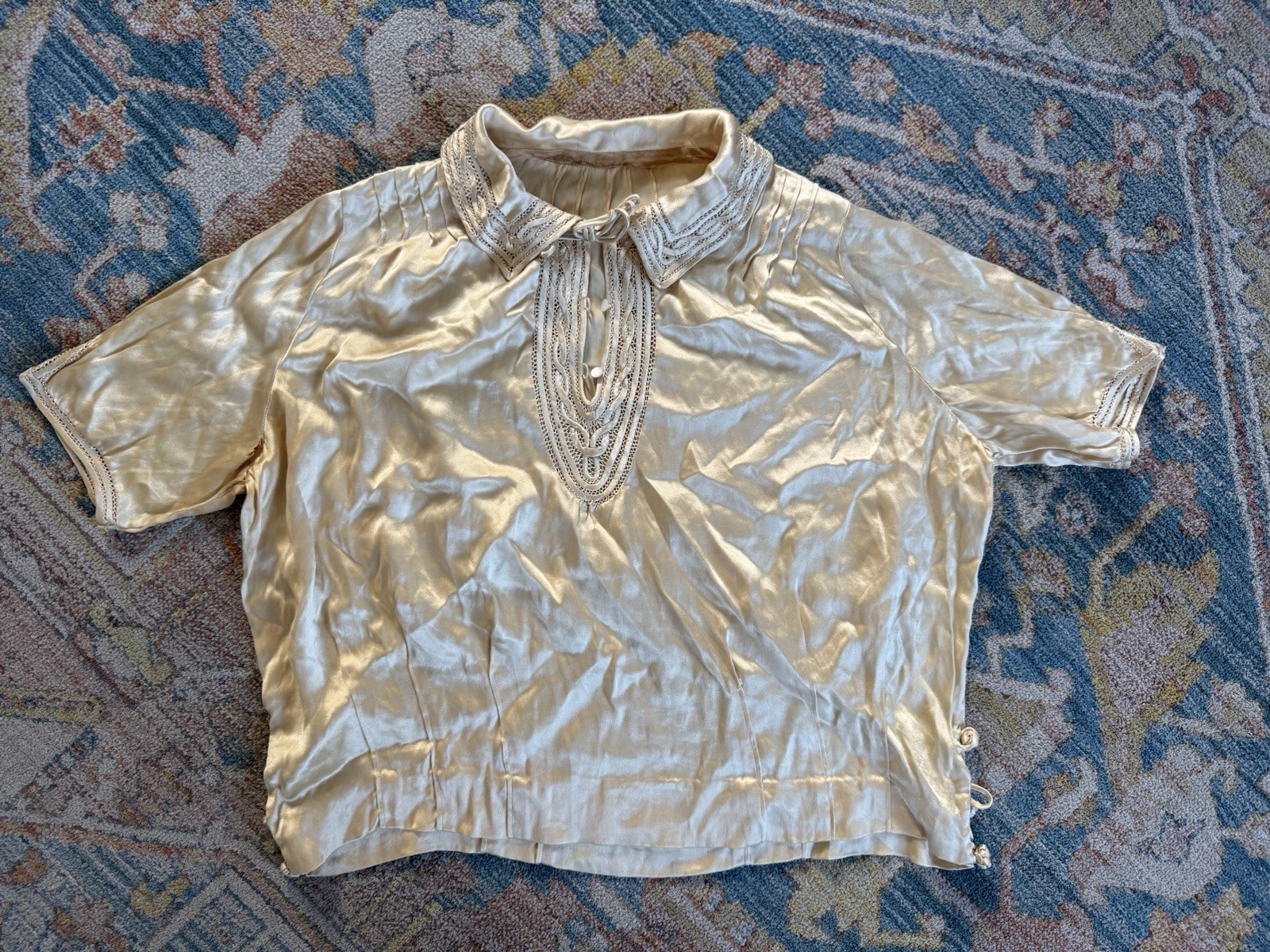 Gorgeous 1930s Silk Satin Blouse M/L  - See Photos of Minor Damage