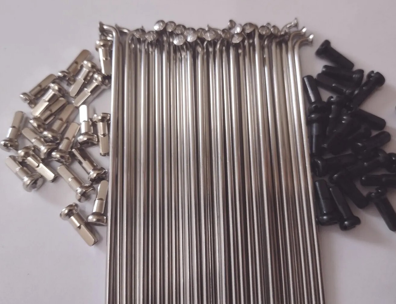SILVER J-Bend 15g(1.8) custom length Stainless Bicycle spokes with Brass nipples