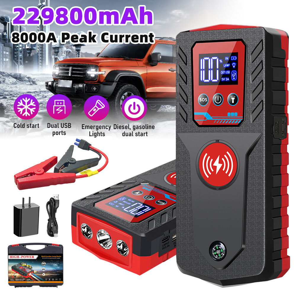 8000A 229800mAh Car Jump Starter Booster Jumper Power Bank Battery Pack Portable