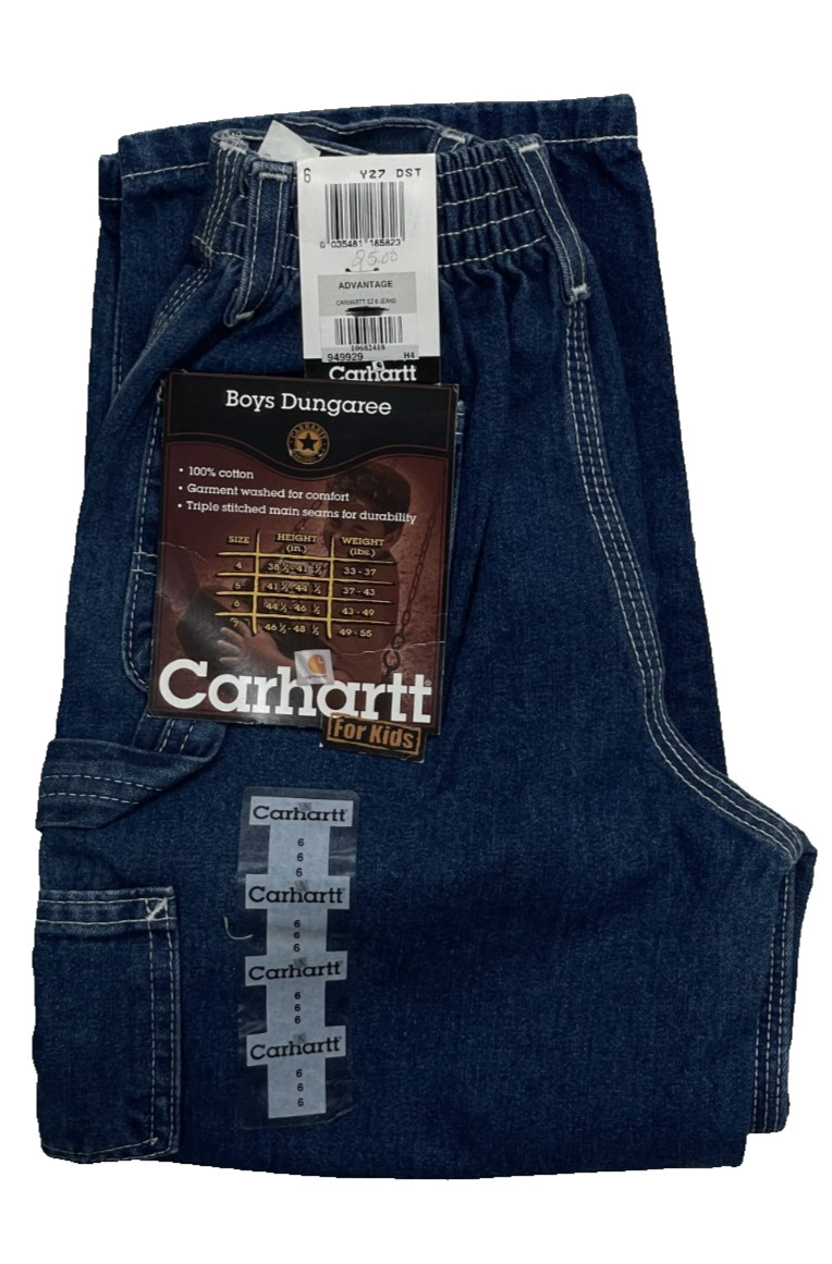 VTG Carhartt Y27 DST Boys Jeans Size 6 NWT 2002 Darkstone Denim Workwear Pants