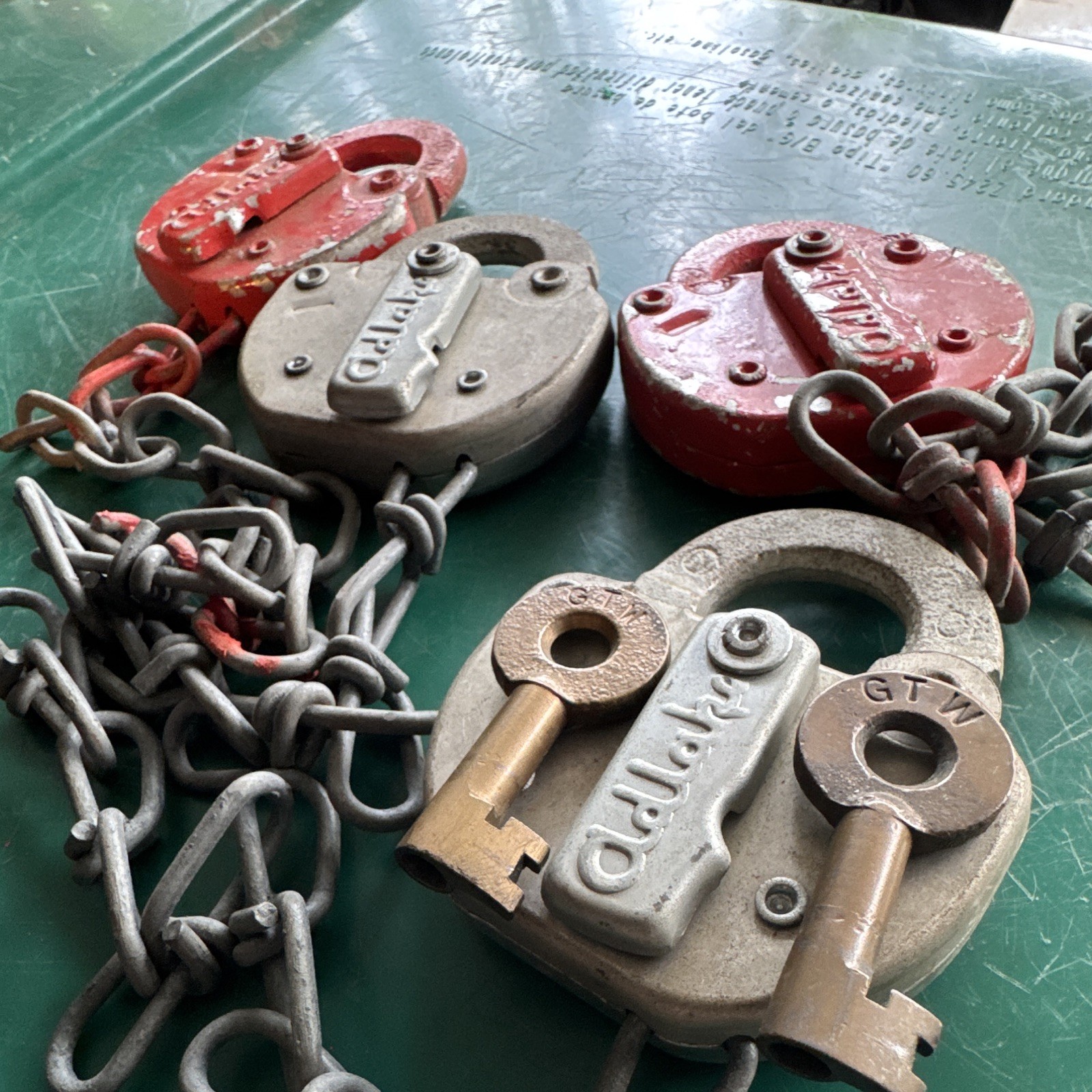 Vintage Industrial Yard Padlock Master Collection - 4 Heavy Duty Locks & 2 Keys