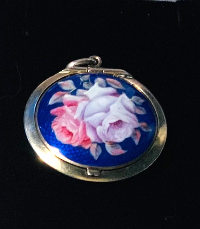 BEAUTIFUL Antique 935 SILVER *ENAMEL GUILLOCHE Compact* MINT Condition BEAUTIFUL Antique 935 SILVER *ENAMEL GUILLOCHE Compact* MINT Condition