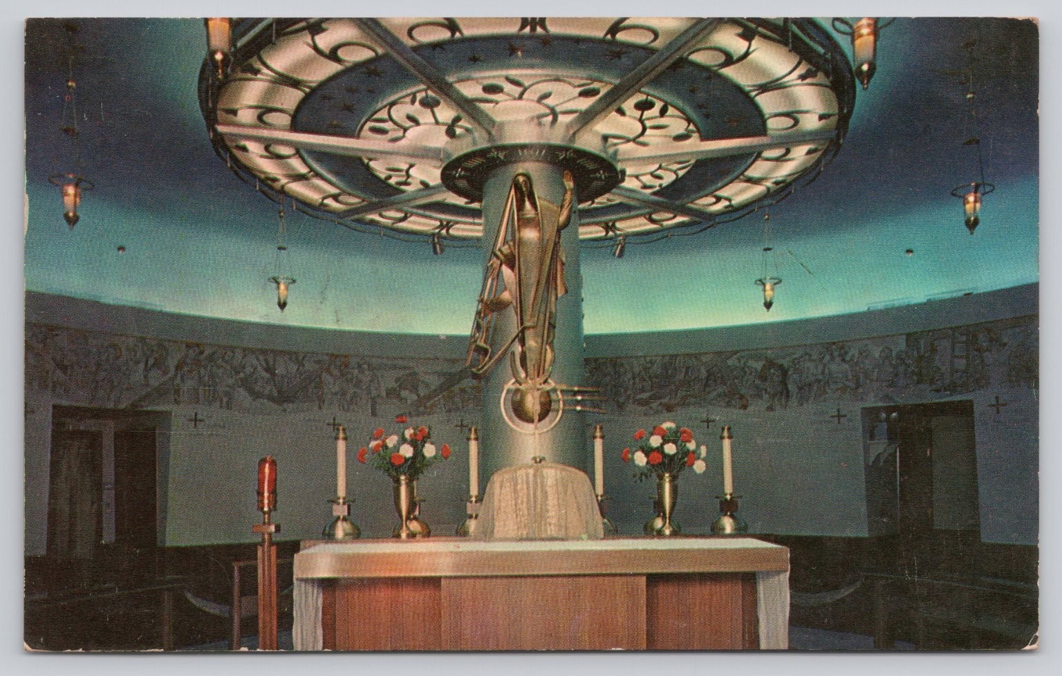 Chapel of Our Lady of the Airways Logan Airport Boston MA Postcard 1952