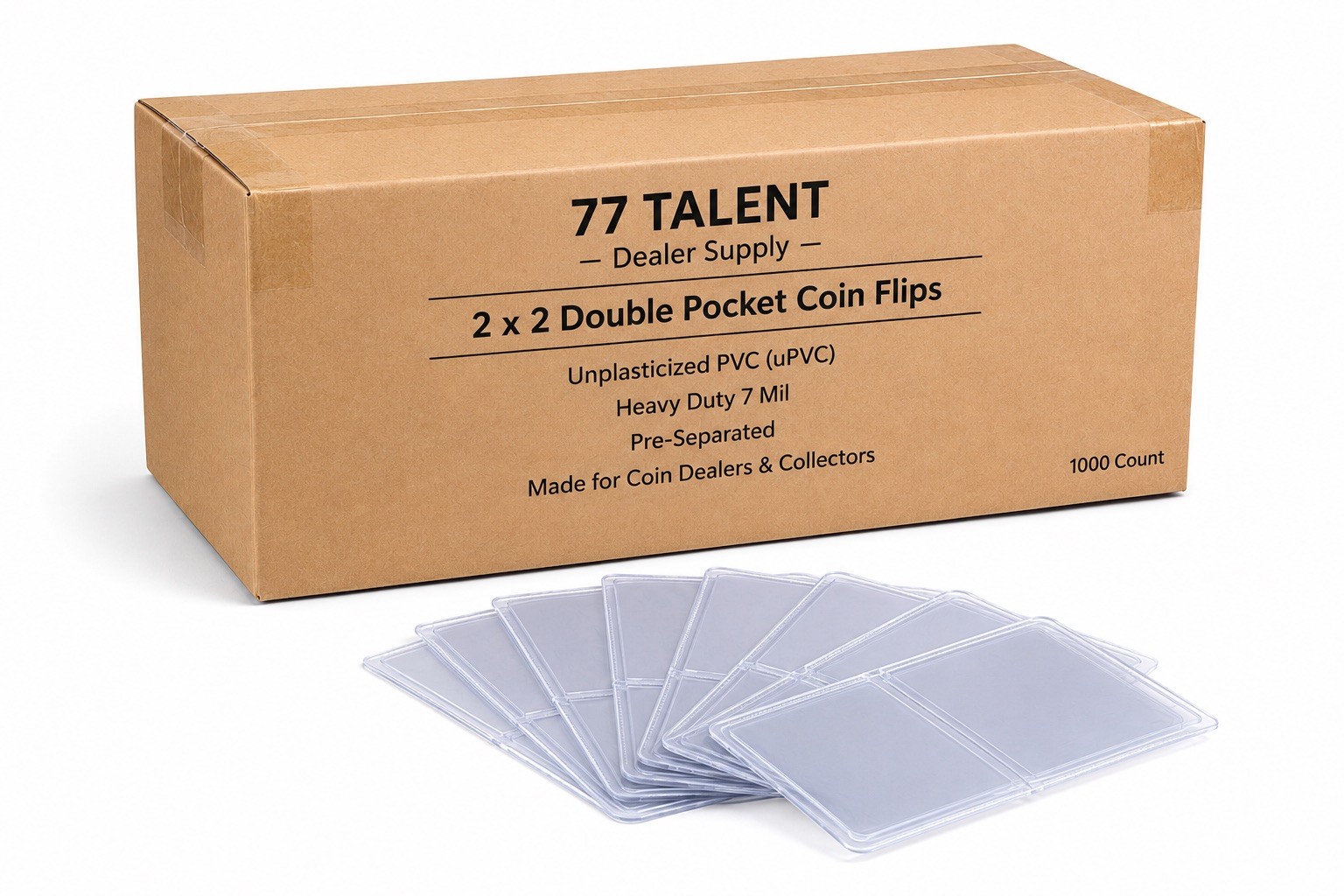 1000 2x2 Double Pocket Coin Flips 7 Mil uPVC Guardhouse Style