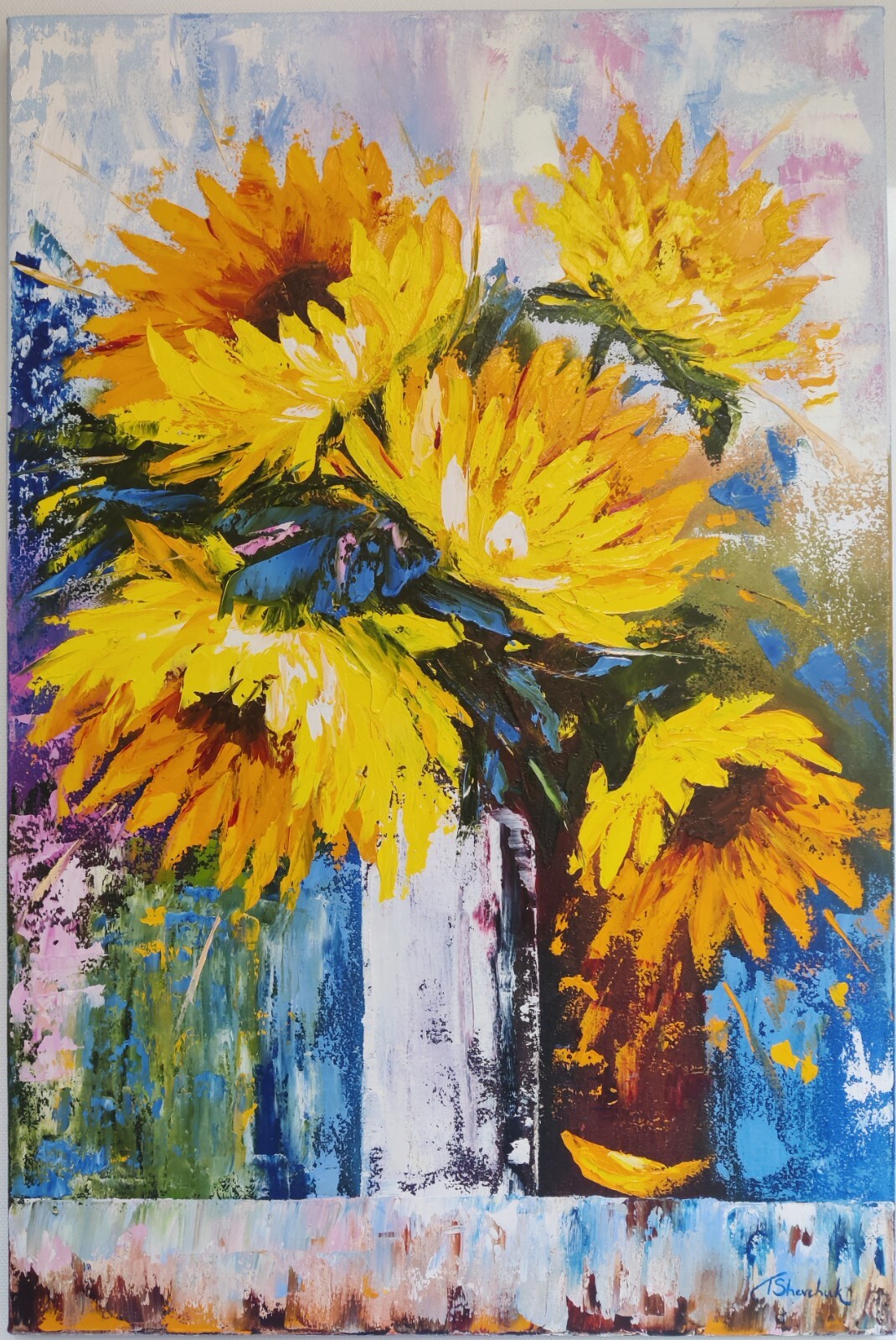 Original Oil Painting Sanflowers Flowers Hand Painted Art Interior WallArt 24x16 Original Oil Painting Sanflowers Flowers Hand Painted Art Interior WallArt 24x16