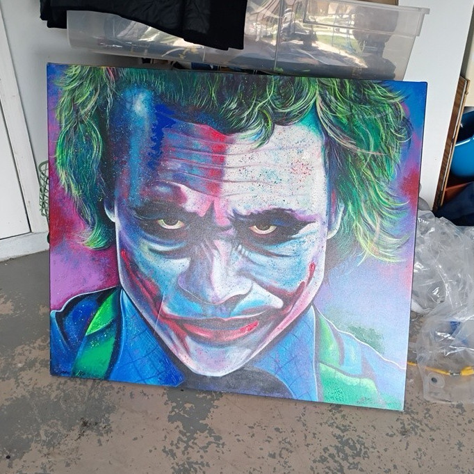 M. Clyde Large Signed Contemporary Portrait Man Canvas Painting Unframed M. Clyde Large Signed Contemporary Portrait Man Canvas Painting Unframed