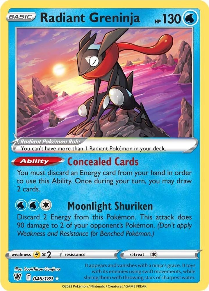 2022 PKM: SWSH10 Radiant Greninja (#046/189, Holo, Radiant Rare, Lightly Played)