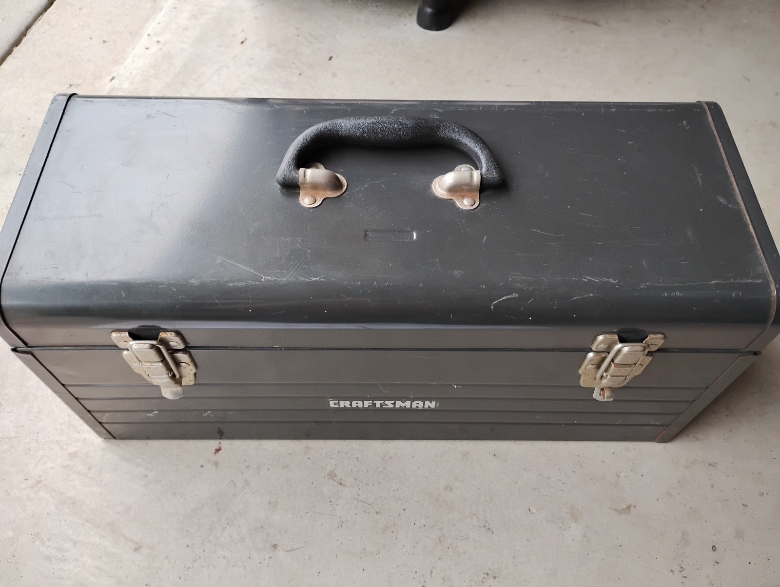 Vintage CRAFTSMAN Metal Tool Box w/ Removable Tool Tray 20x8x9 Rare Dark Gray