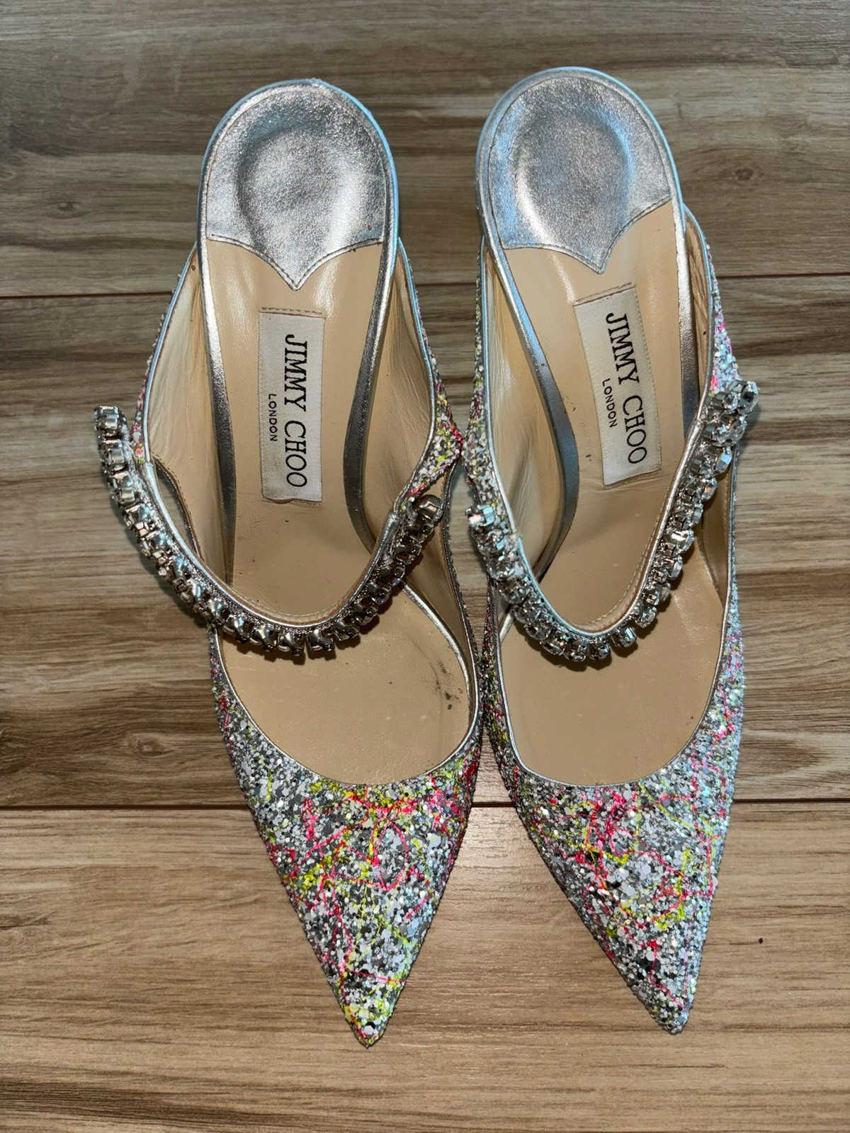 Jimmy Choo Women\'s High Heel multicolor glitter Bing 100 39.5 