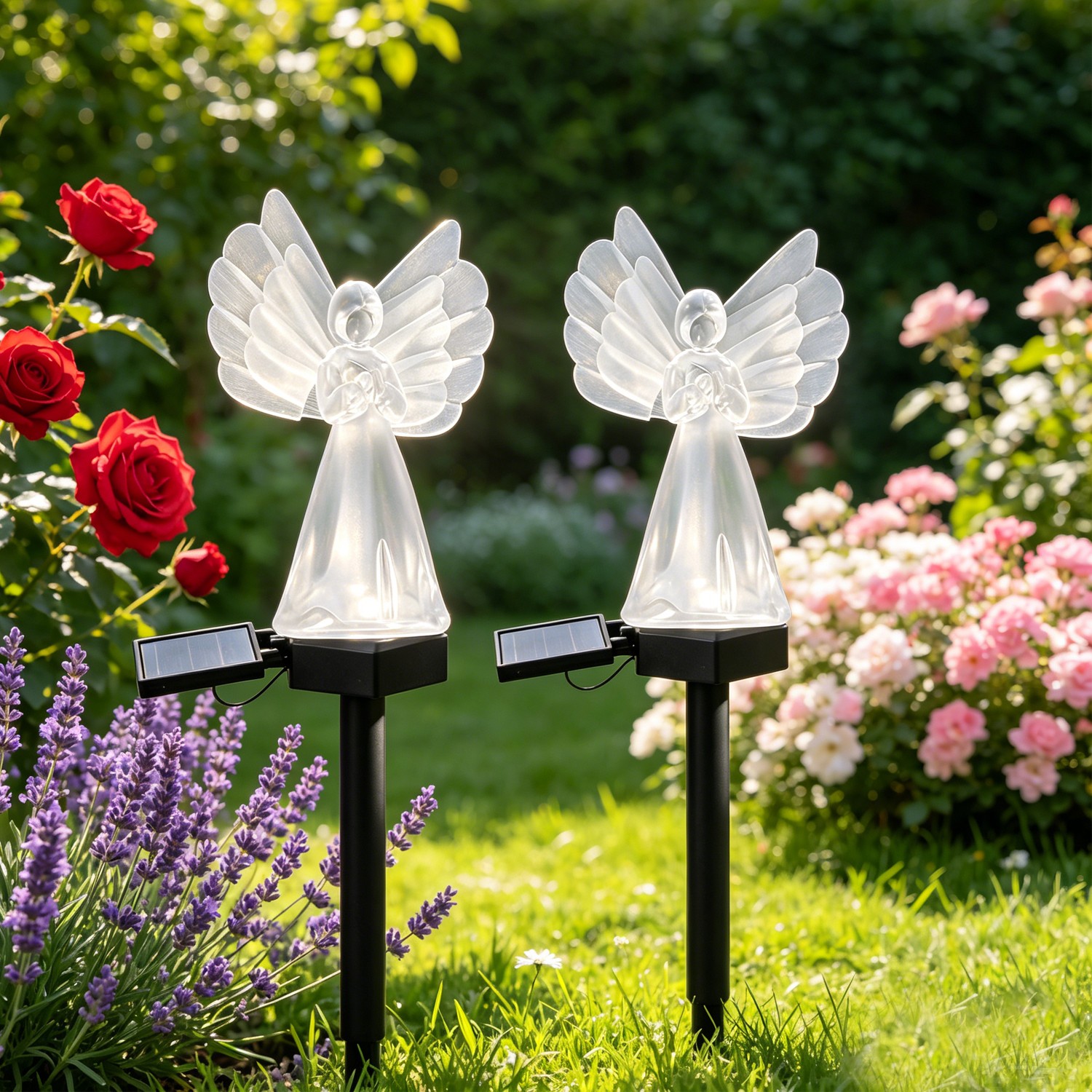 2Pcs Solar Angel Lights Lamps Garden Decorations for Patio Grave Cemetery 2Pcs Solar Angel Lights Lamps Garden Decorations for Patio Grave Cemetery