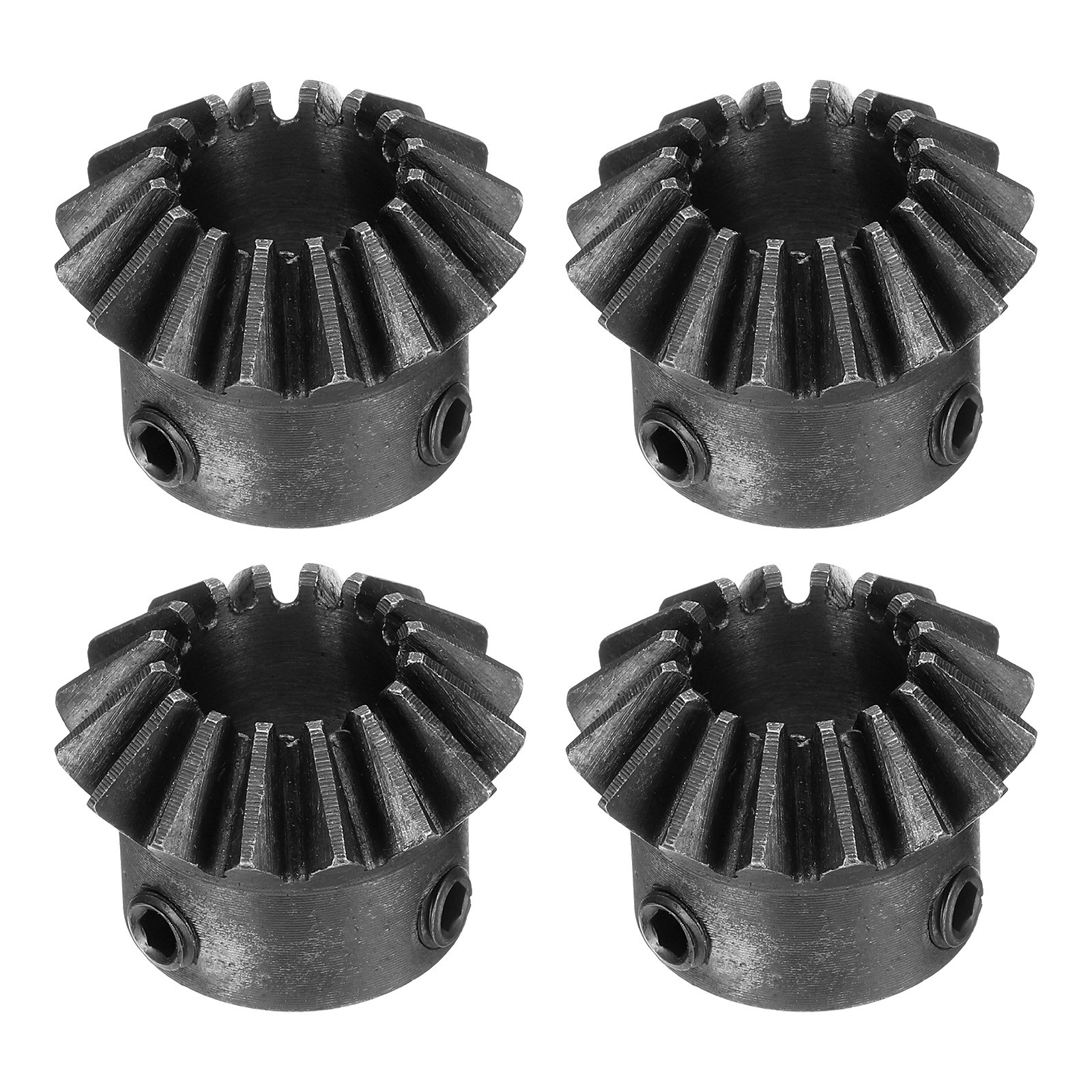 4pcs Bevel Gear Tapered Bevel Pinion Gear 1.5 Module 45# Steel (16T, 12mm Hole)