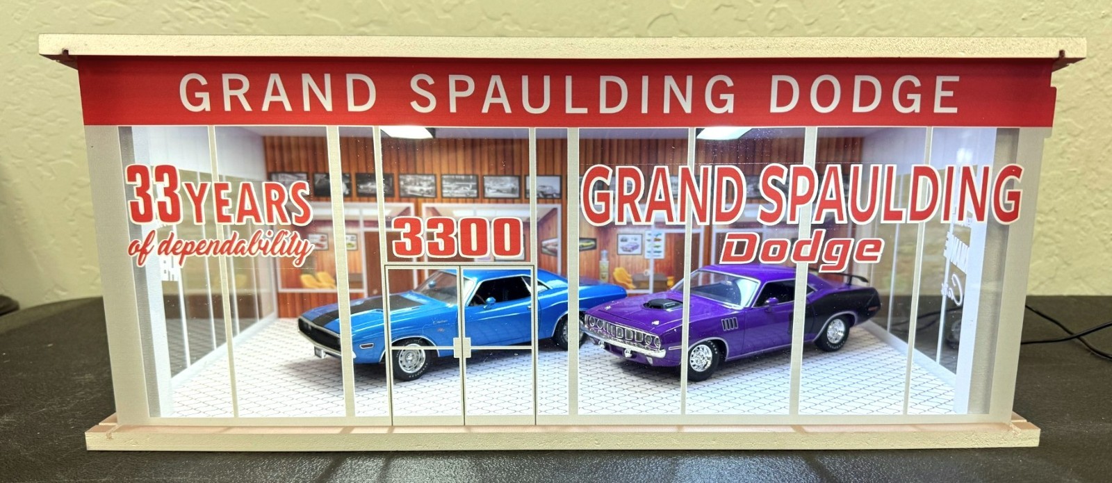 1/24-25th  SCALE, MR. NORMS GRAND SPAULDING DODGE SHOWROOM DIORAMA 