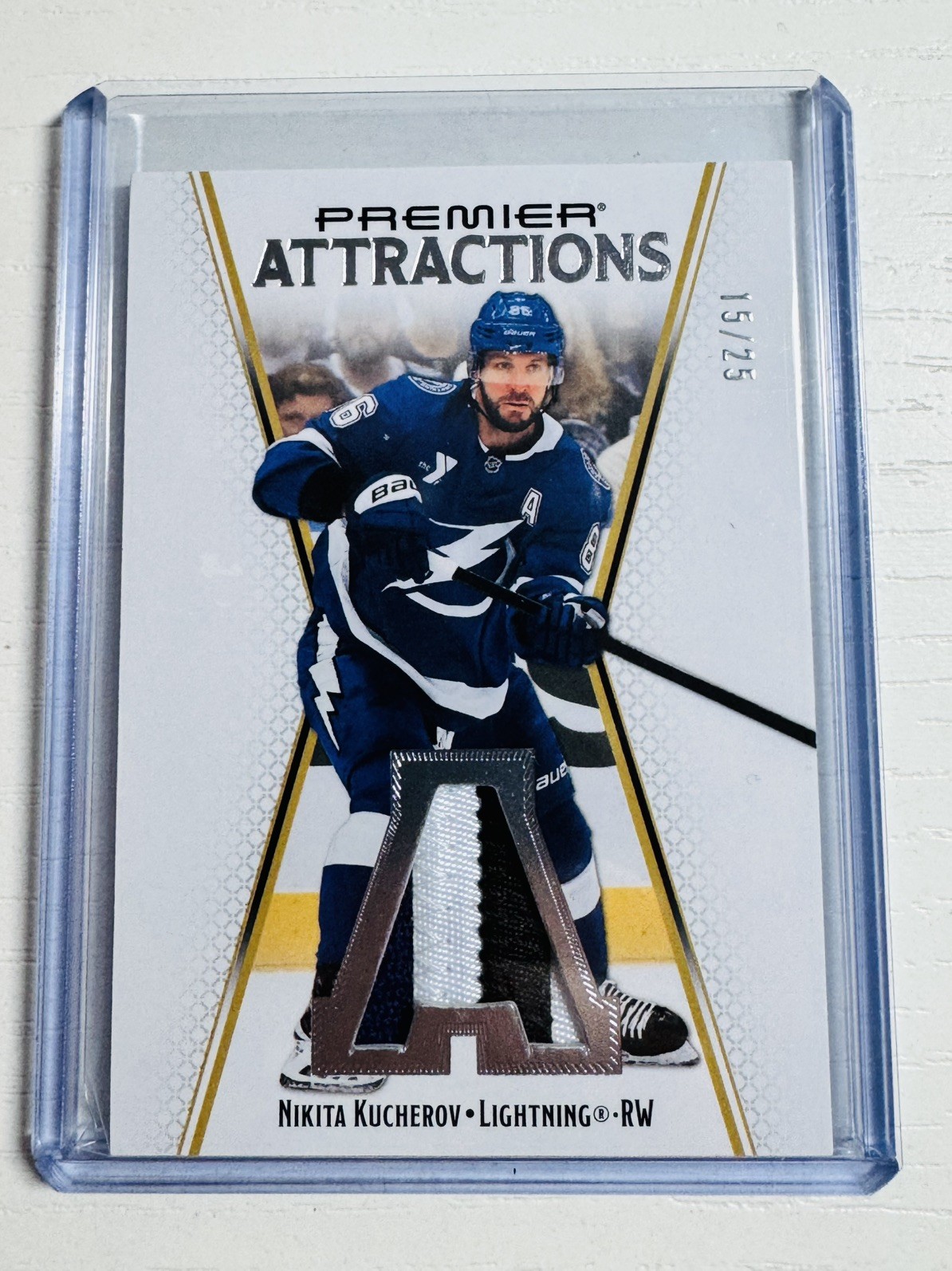 Upper Deck 2025-26 Premier Nikita Kucherov Premier Attractions Patch PA-NK /25