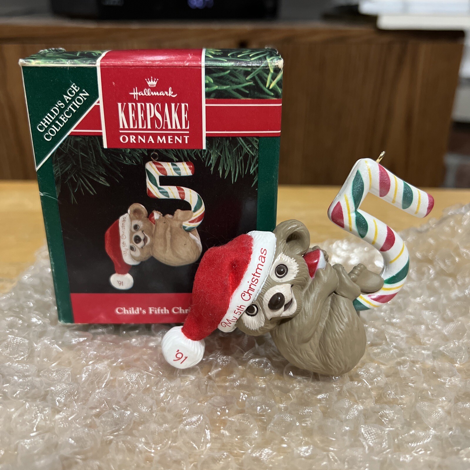 Hallmark Keepsake 1991 Child’s 5th Christmas Ornament Teddy Bear Vintage