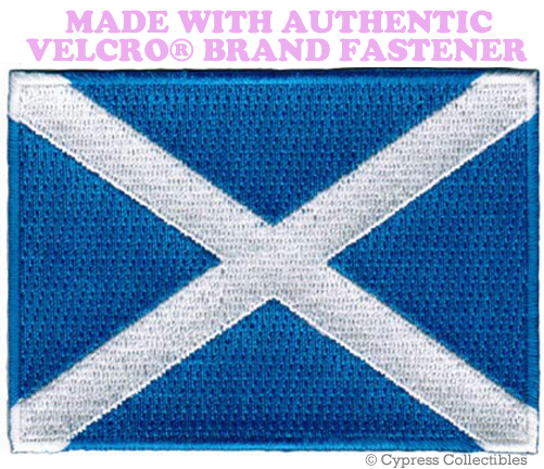 SCOTLAND FLAG PATCH SCOTTISH EMBROIDERED new SALTIRE w/ VELCRO® Brand Fastener