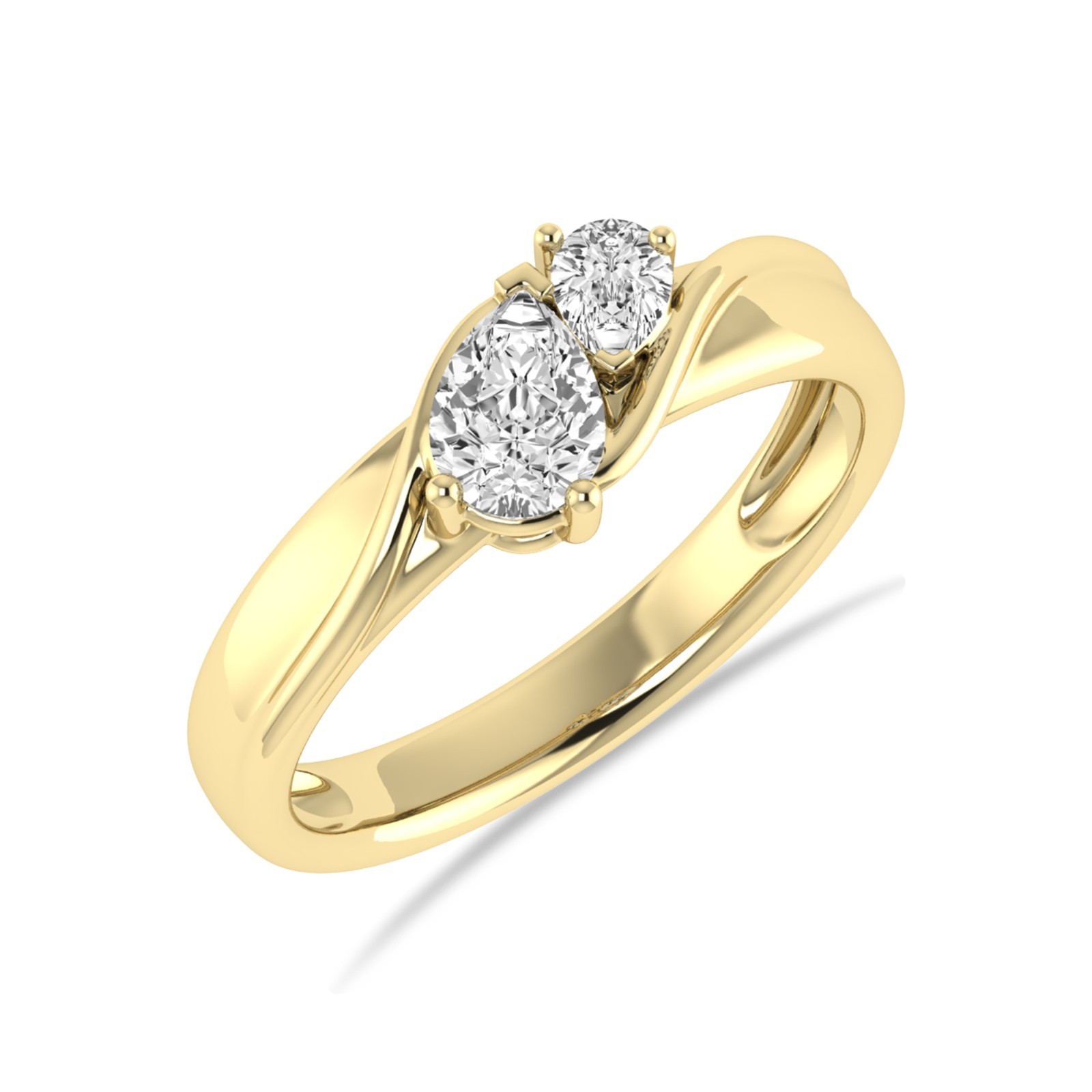 1/2 CTW Pear Cut Lab Grown Diamond Forever Us Two Stone Band in 14K Yellow Gold