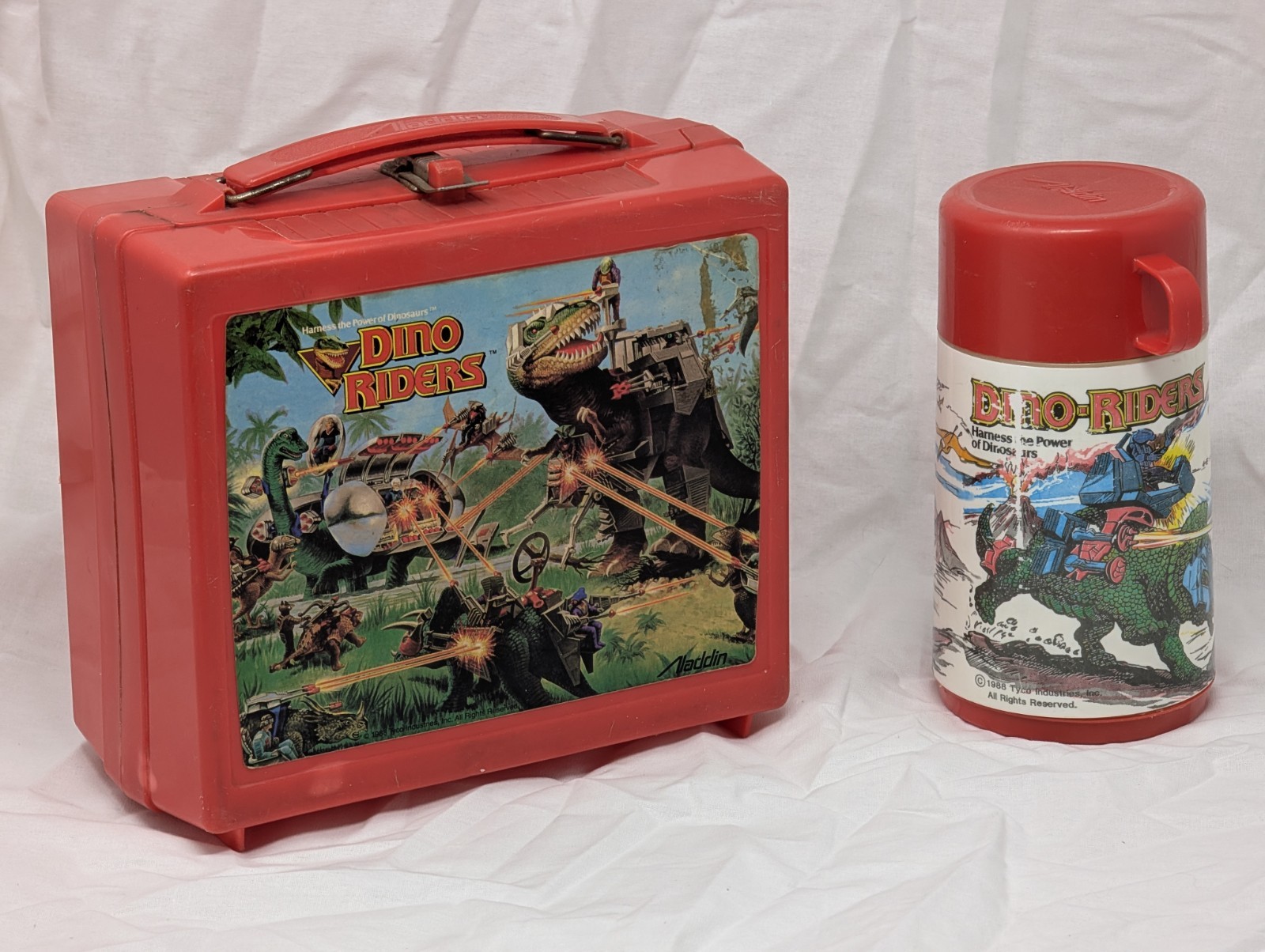 1988 Dino Riders Aladdin Lunch Box Thermos Tyco Vintage Dinosaurs Complete 1988 Dino Riders Aladdin Lunch Box Thermos Tyco Vintage Dinosaurs Complete