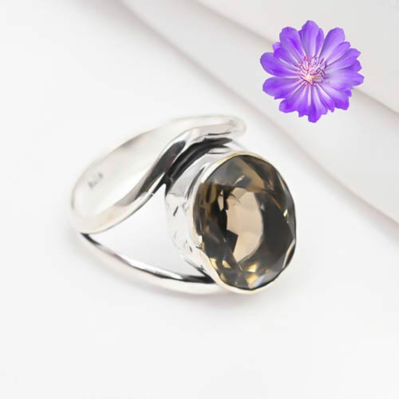 Smoky Quartz Gemstone 925 Sterling Silver Ring Handmade Jewelry Ring