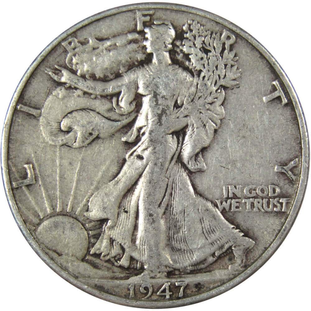 1947 D Liberty Walking Silver Half Dollar Circulated 50c Coin