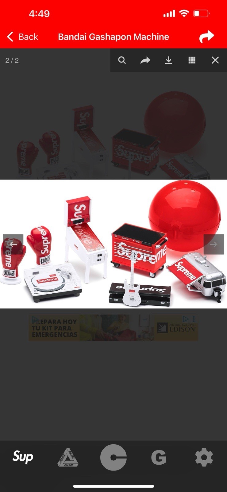 Supreme Bandai Gashapon Capsule Toy Red Miniature Collectible Merchandise