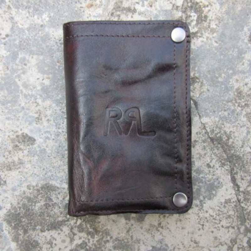 RRL Double RL Dark Brown Leather Card Holder Key Case with RL Logo RRL Double RL Dark Brown Leather Card Holder Key Case with RL Logo