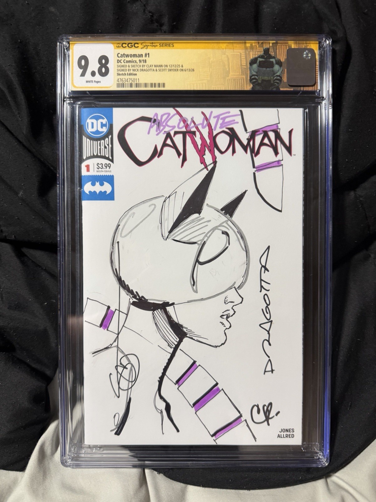 1 OF 1 CGC 9.8 ABSOLUTE CATWOMAN SKETCH & SIGNED CLAY MANN SNYDER DRAGOTTA GRAIL 1 OF 1 CGC 9.8 ABSOLUTE CATWOMAN SKETCH & SIGNED CLAY MANN SNYDER DRAGOTTA GRAIL