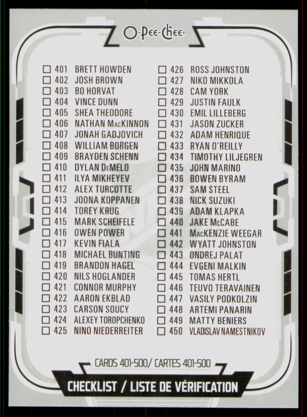 2025-26 O-Pee-Chee - Checklist: 401-500 #500