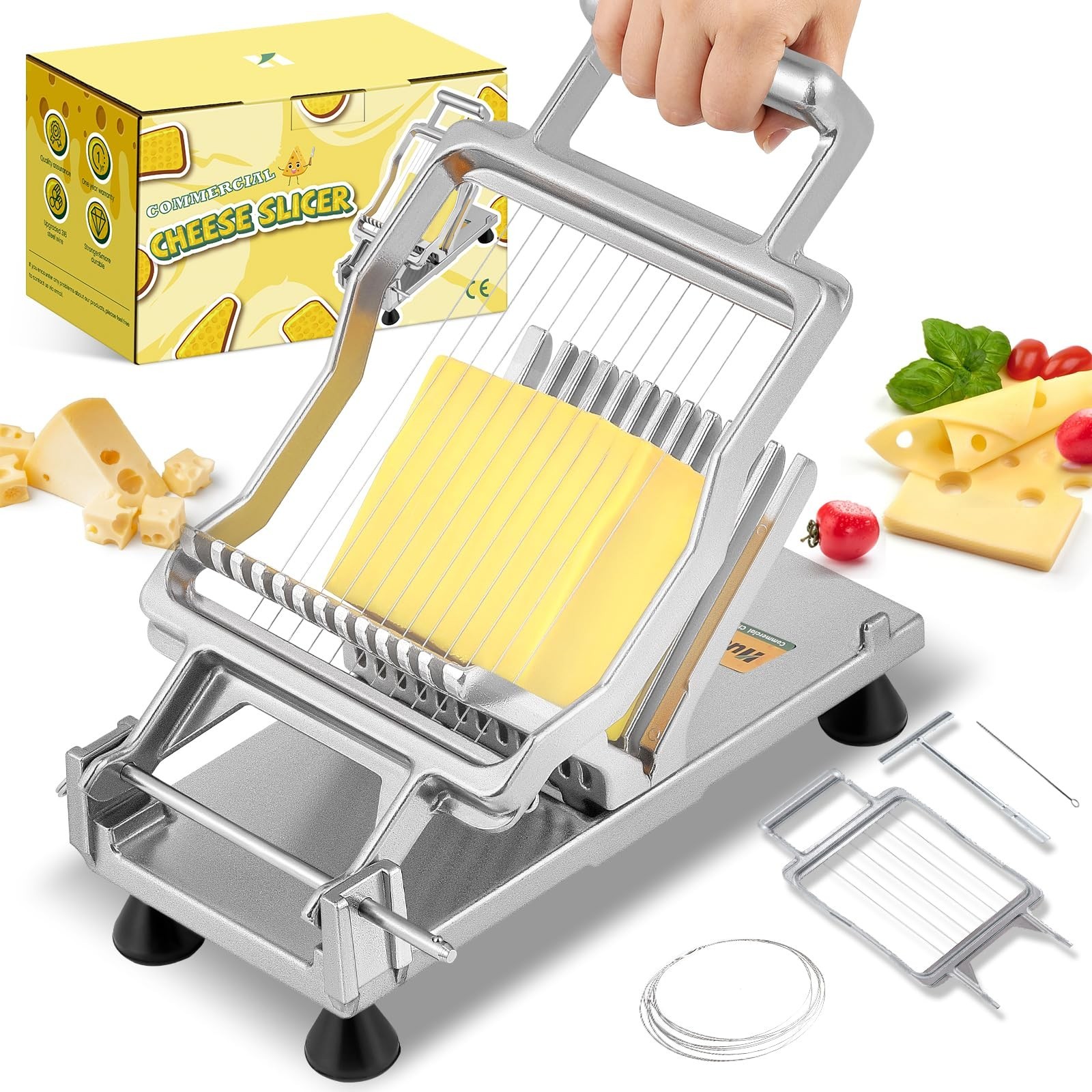 Huanyu Cheese Slicer Commercial Block Cheeses Cutter Board with 316 Stainless...