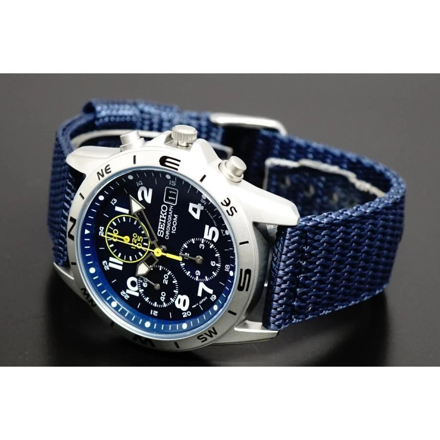 SEIKO SND379R Chronograph Blue Dial Quartz Stainless Steel Men’s Watch New Japan