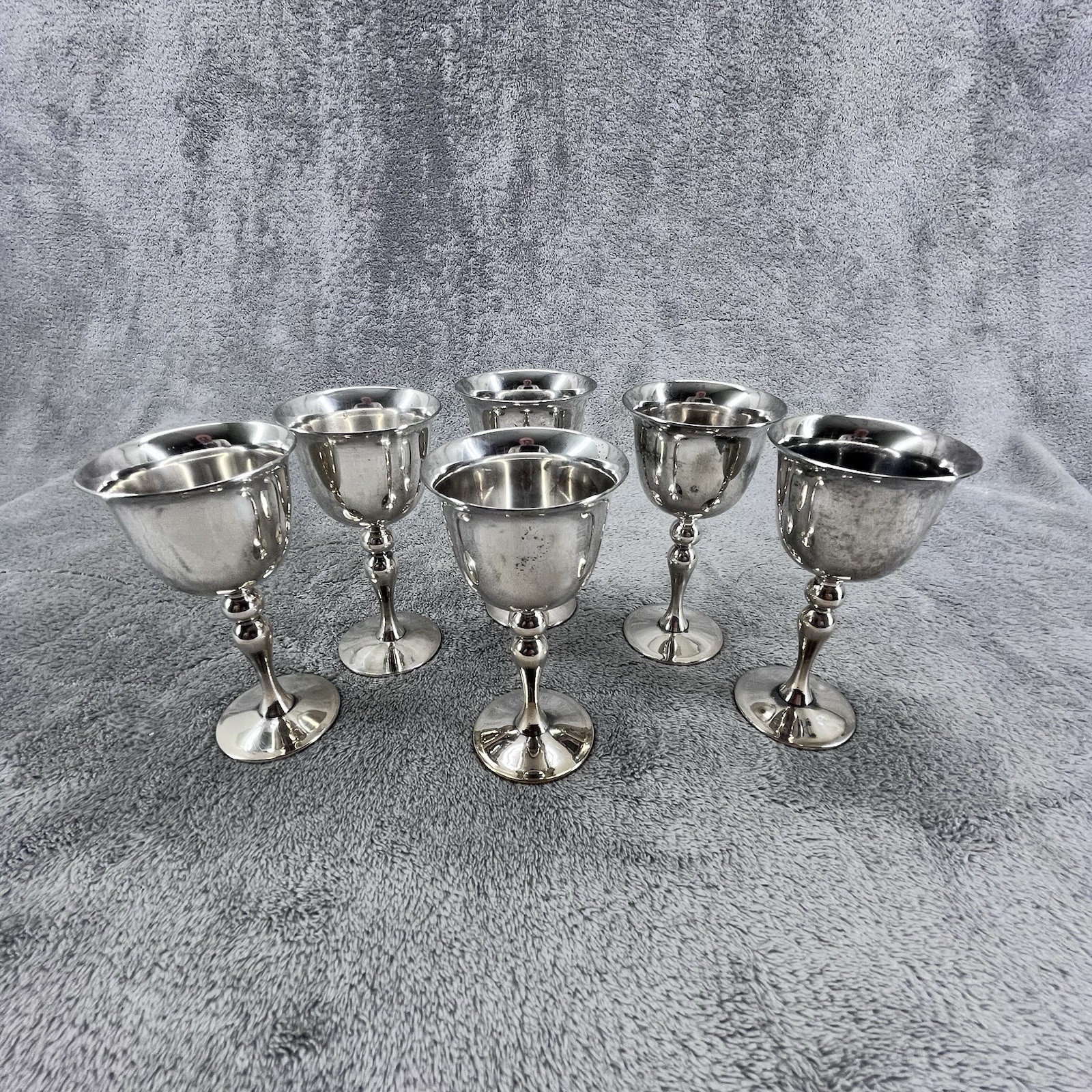 Vintage Towle Silver Plated Goblets Set 6 Wine Water Glasses Spain Marked READ