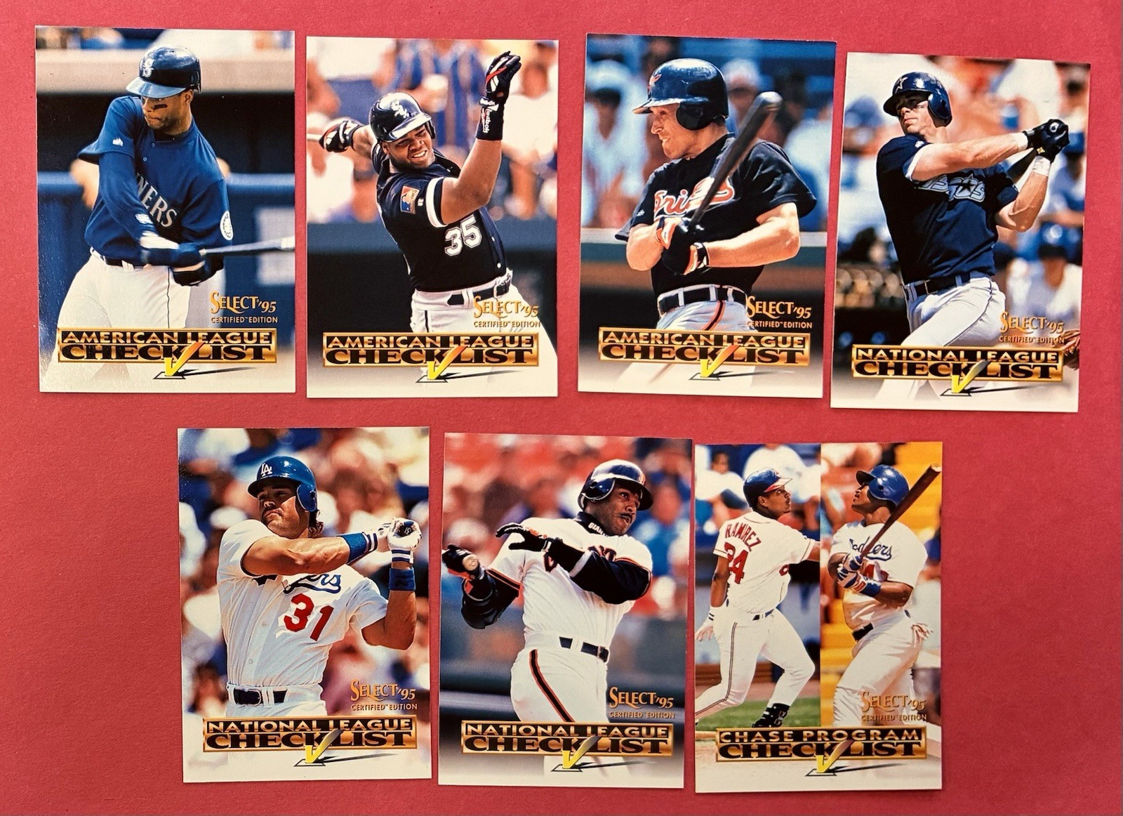 1995 Score Select Certified 7 card Checklist Set Griffey, Ripken, Bonds, Ripken