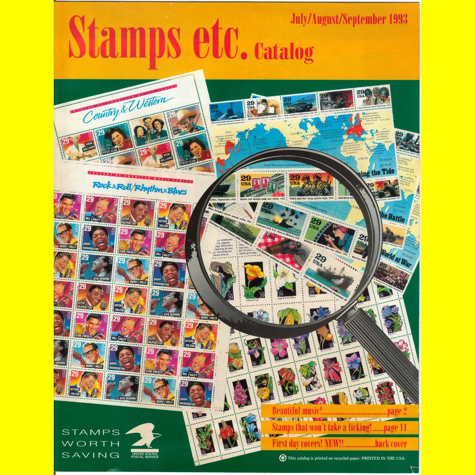 STAMPS ETC CATALOG 1993 usa philatelic USPS Elvis rock & roll Stamp Ad vertising