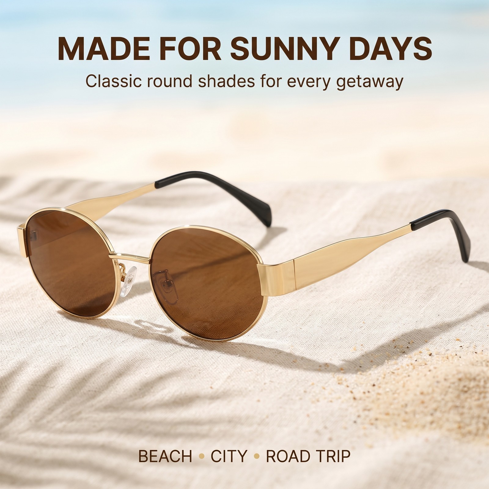 Retro Oval Shades UV380 Lightweight Sunglasses Men Women Driving Beach Travel