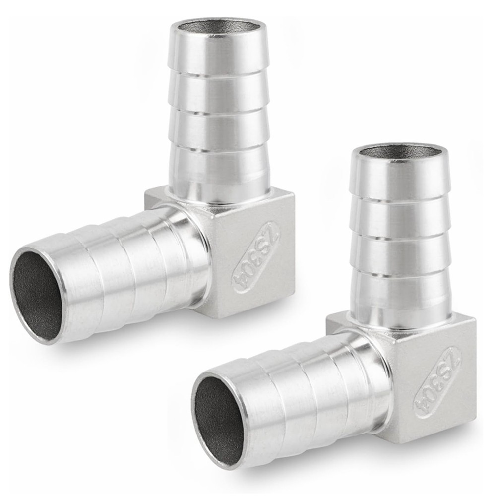 2 Pcs 304 Stainless Steel  Hose Barb 90 Degree Elbow 1\