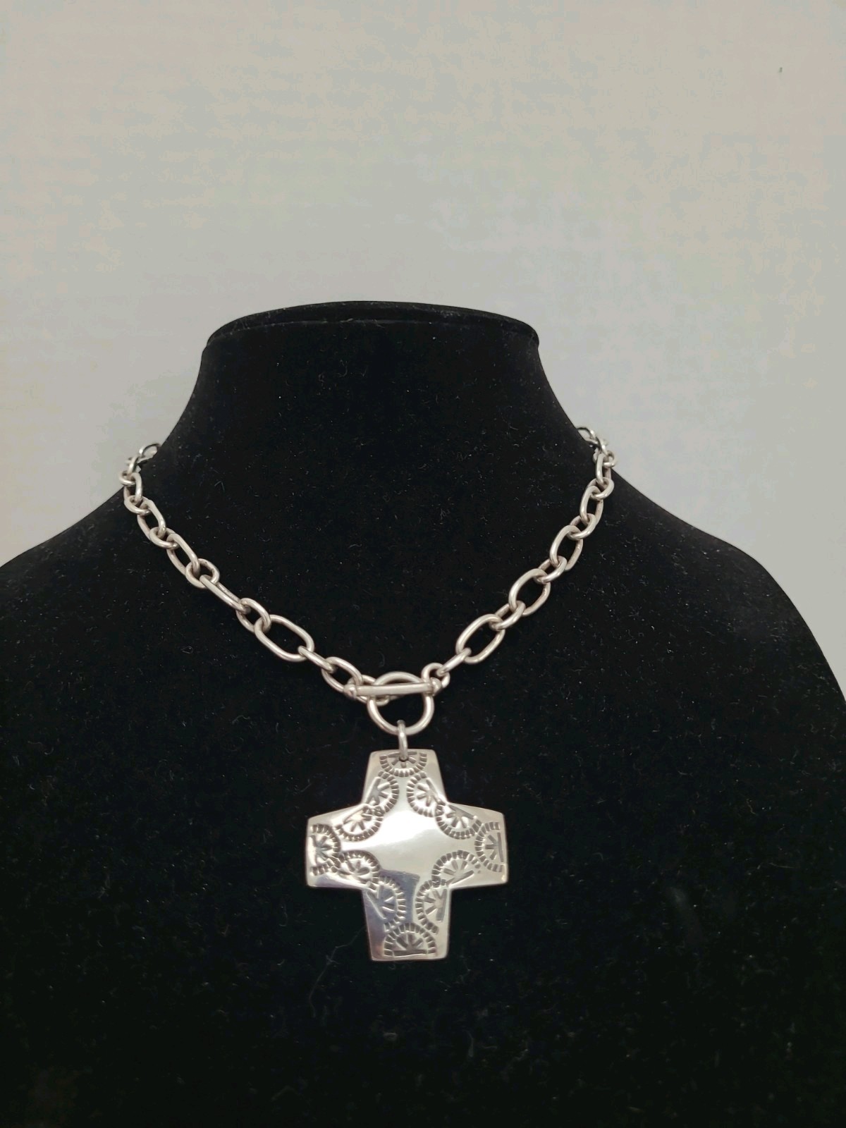 VTG 925 Sterling Silver Silpada Cross, Toggle Necklace 17 In., Virtuosity