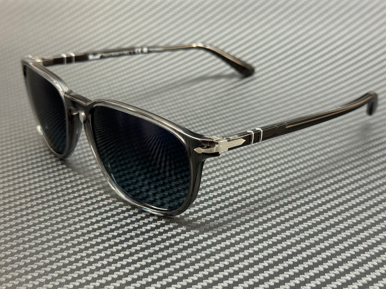 PERSOL PO3019S 1196S3 Transparent Grey Blue Polarized 55 mm Sunglasses