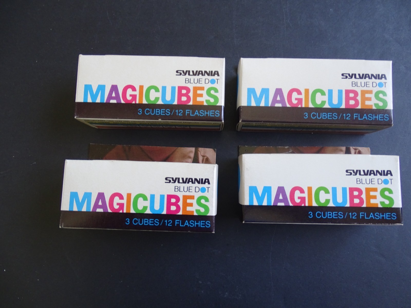4 boxs Vintage Sylvania Blue Dot Magicubes 3 Cubes 12 Flashes for Film Cameras