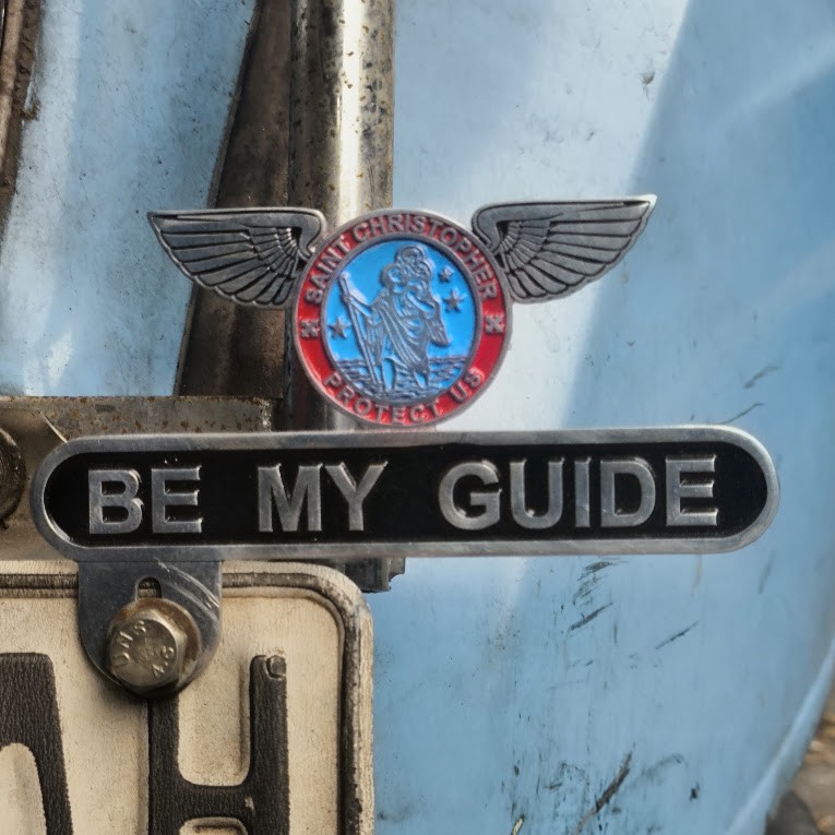 Vintage St. Christopher Be My Guide Badge Emblem Medal Wings alloy License Plate Vintage St. Christopher Be My Guide Badge Emblem Medal Wings alloy License Plate